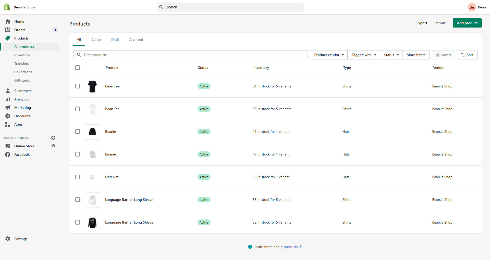 Shopify Inventory Dashboard