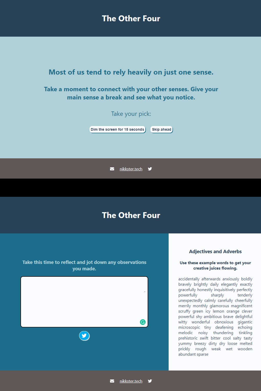 Desktop view with both the main screen and final screen
